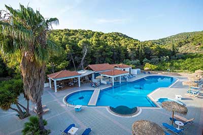 Big swimming pool with jacuzzi